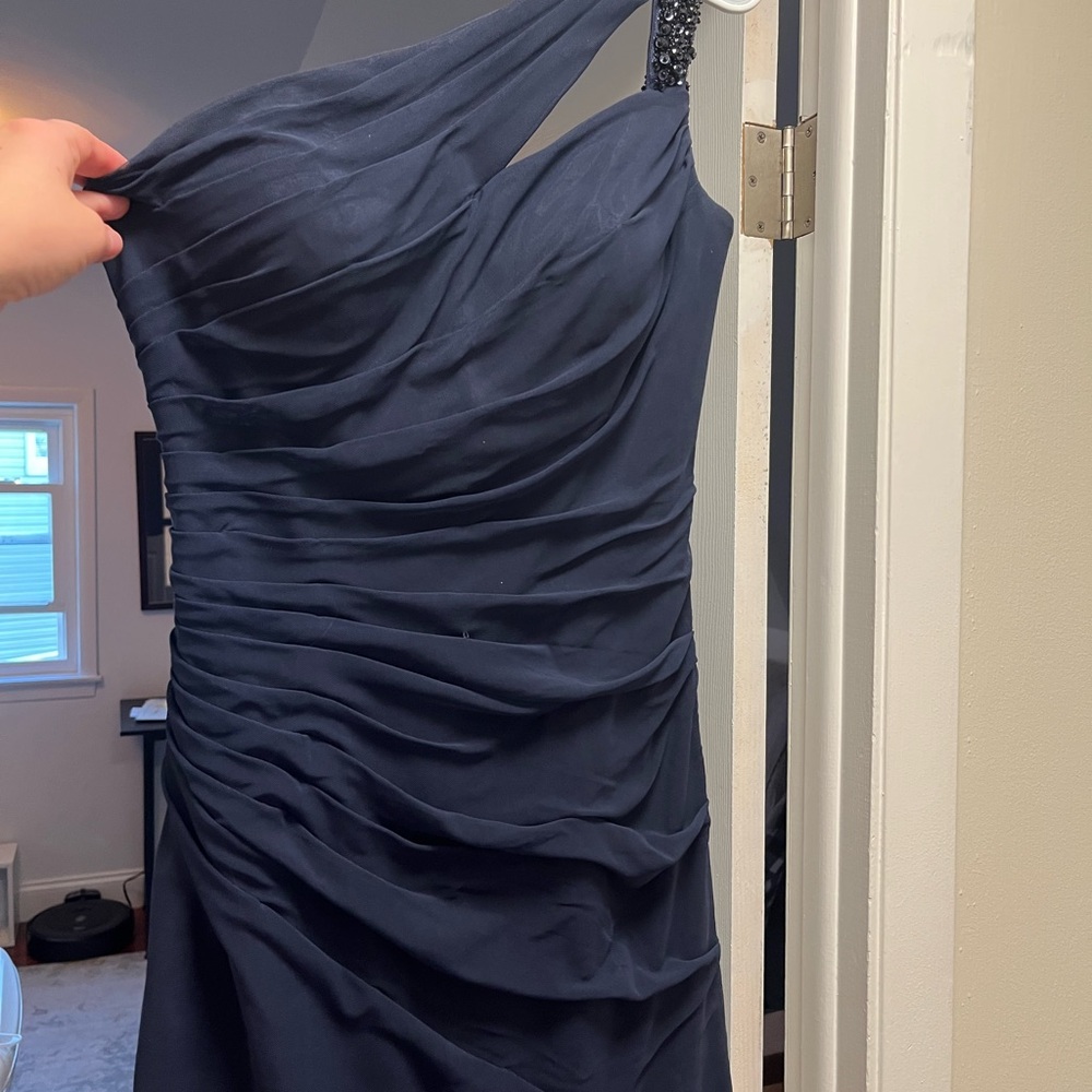 Elegant Navy One-Shoulder Dress